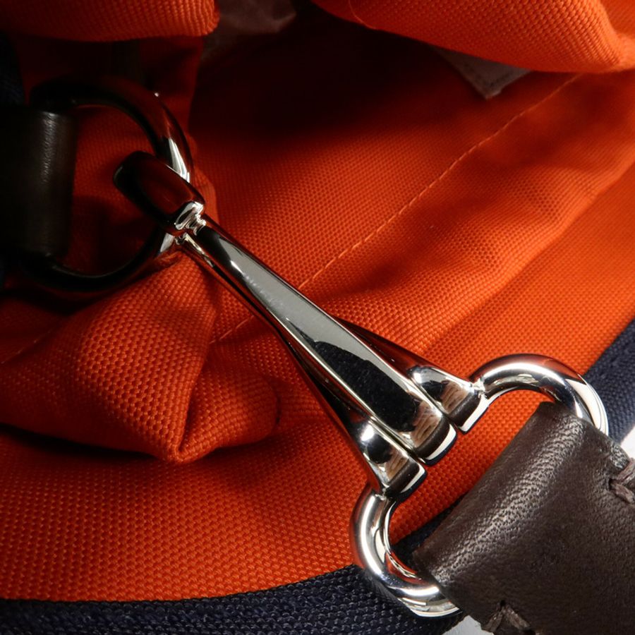 HERMES 帆布Grooming Bag銀扣手挽肩背兩用袋Blue-6