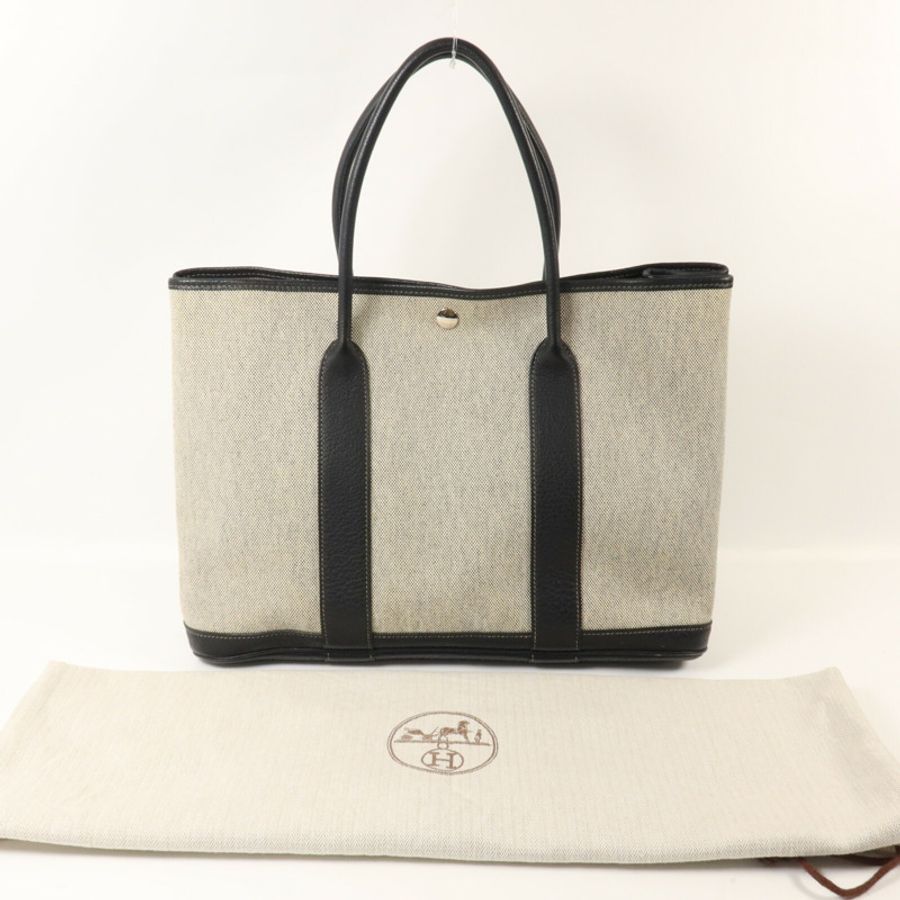 HERMES 帆布Garden Party PM手挽袋Noir-8