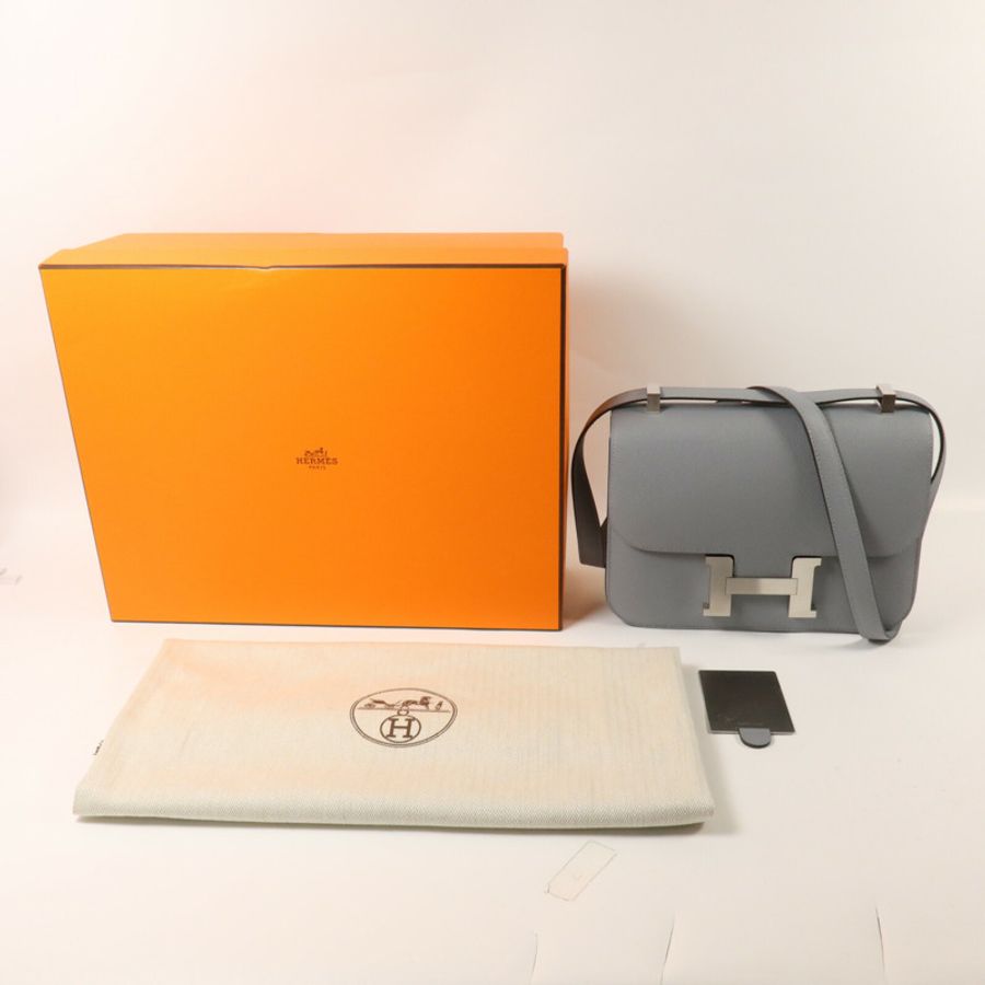 HERMES Epsom皮革Constance 24肩背袋Gris Pantin-8