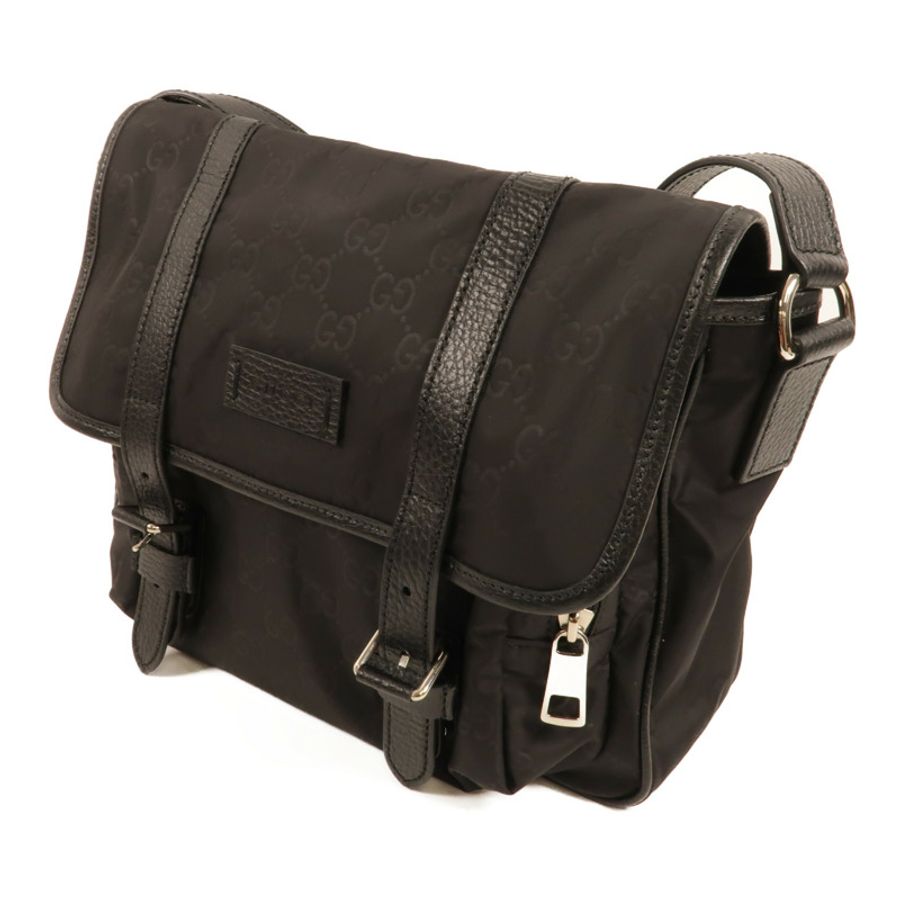 GUCCI 尼龍/牛皮皮革GG Nylon Messenger Bag肩背袋-2