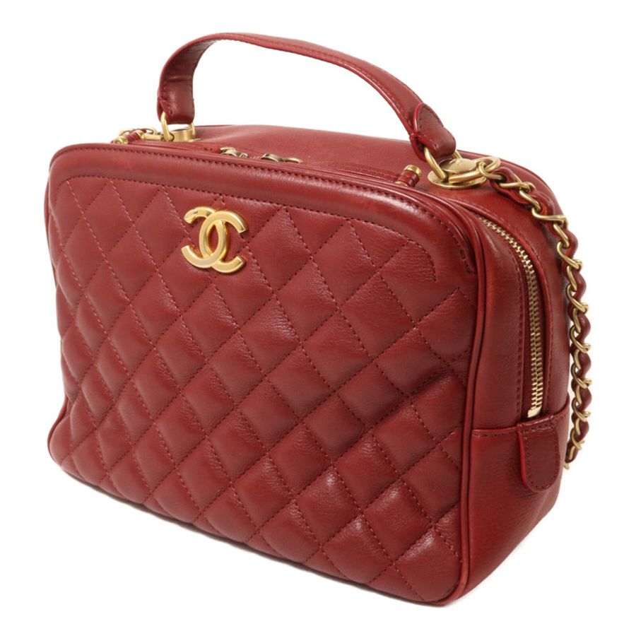 CHANEL 羊皮皮革Chain Shoulder鏈帶手挽肩背兩用袋-2