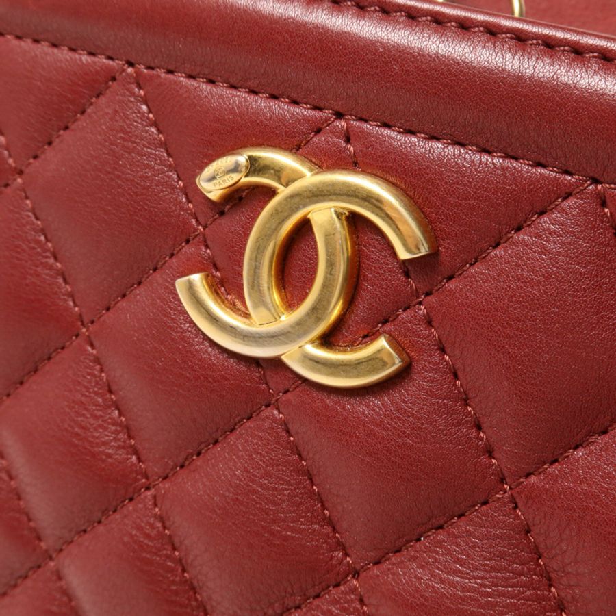 CHANEL 羊皮皮革Chain Shoulder鏈帶手挽肩背兩用袋-10