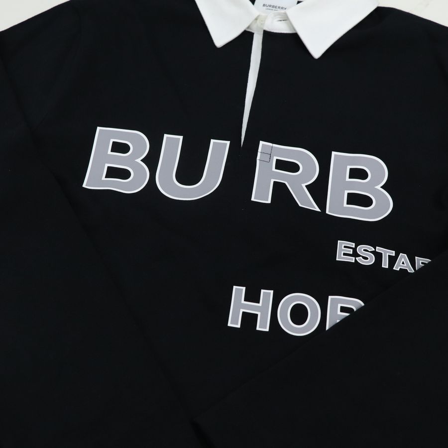 Burberry 黑色棉製 白色Logo 長袖 上衣-1