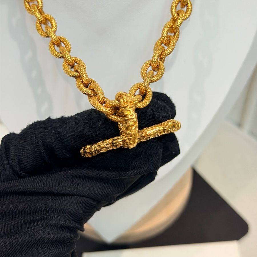 CHANEL 經典復古熔岩鏈條CC項鏈 IA592-8