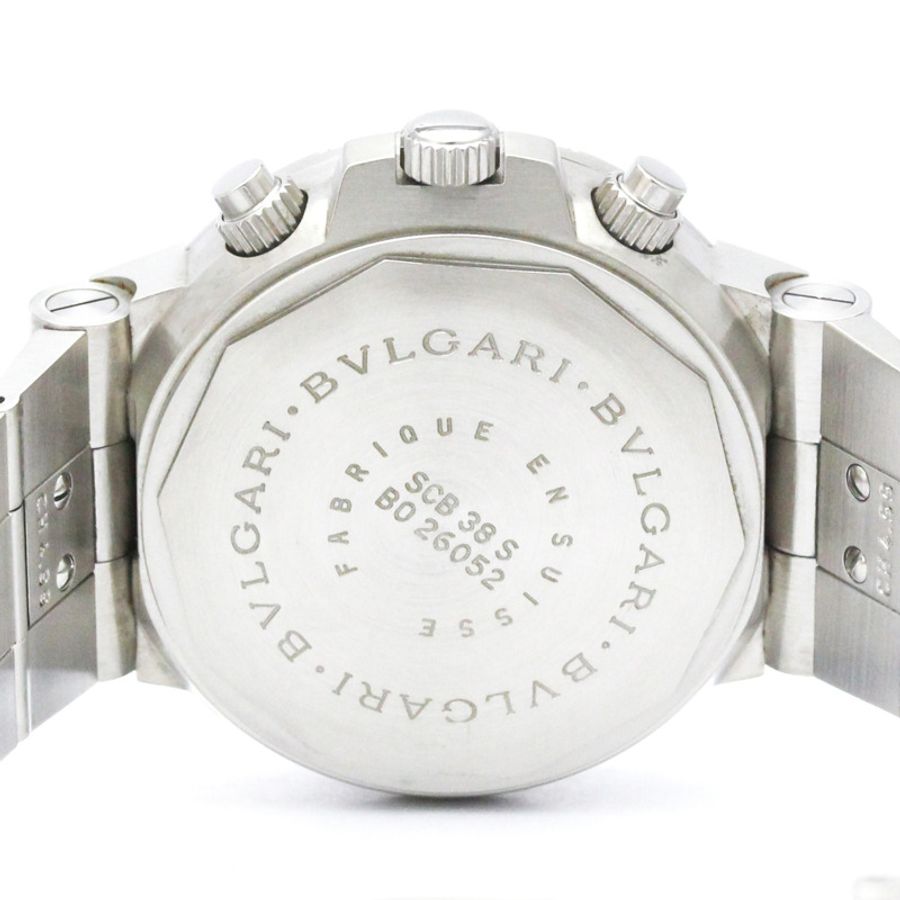 寶格麗 Diagono Scuba 計時碼錶精鋼自動腕錶 SCB38S 拋光-5