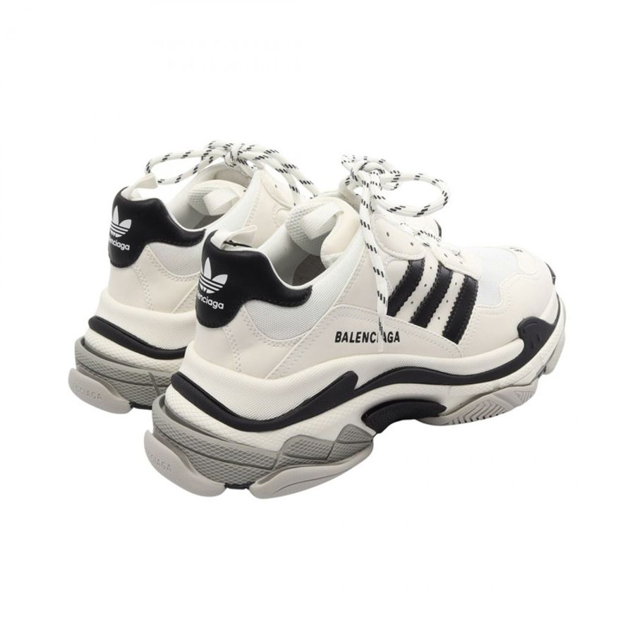 BALENCIAGA adidas TRIPLE S 運動鞋 #44 皮革織物 白色 黑色 男款-1
