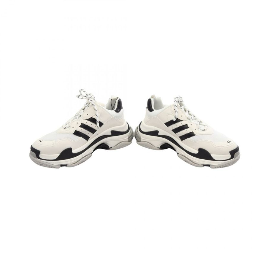BALENCIAGA adidas TRIPLE S 運動鞋 #44 皮革織物 白色 黑色 男款-2