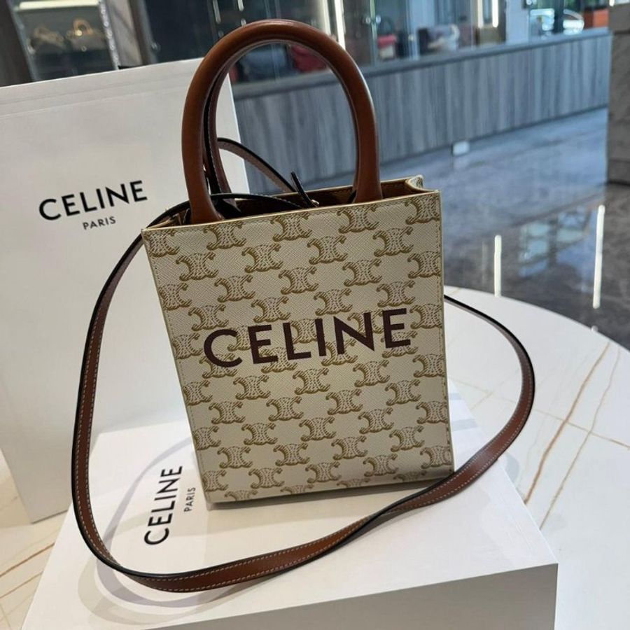 CELINE Triomphe 帆布迷你型直式Cabas手袋-0