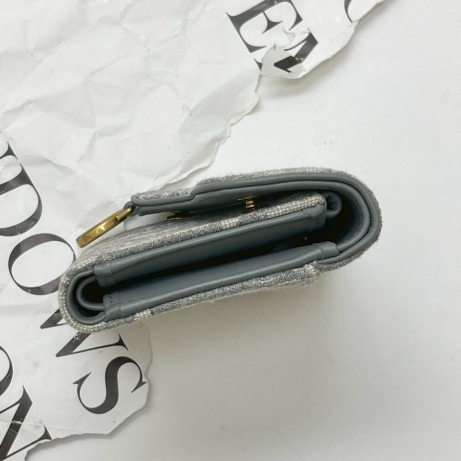 DIOR SADDLE LOTUS 老花三折短夾-3