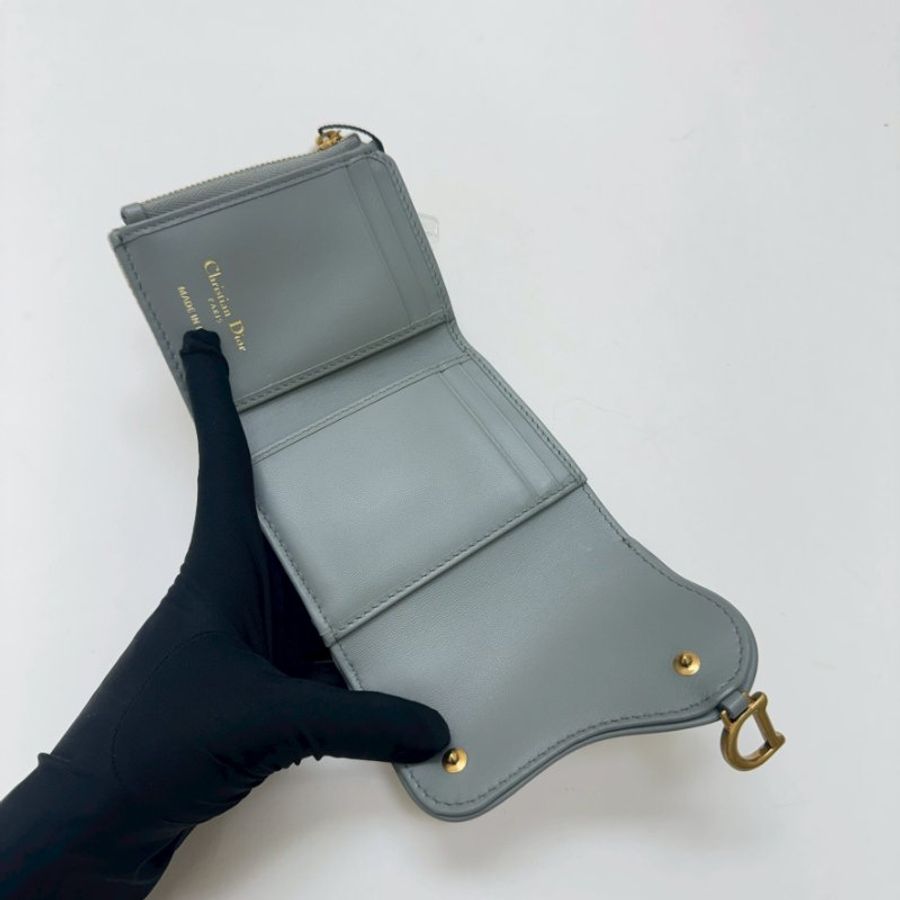 DIOR SADDLE LOTUS 老花三折短夾-5