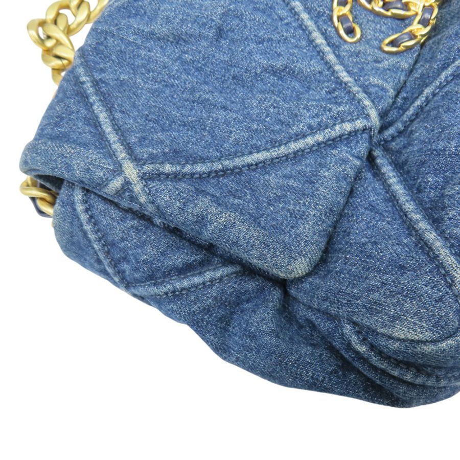 19 口蓋包 藍色 單寧布 鍊帶 肩背包【CHANEL 香奈兒】 AS1160-13