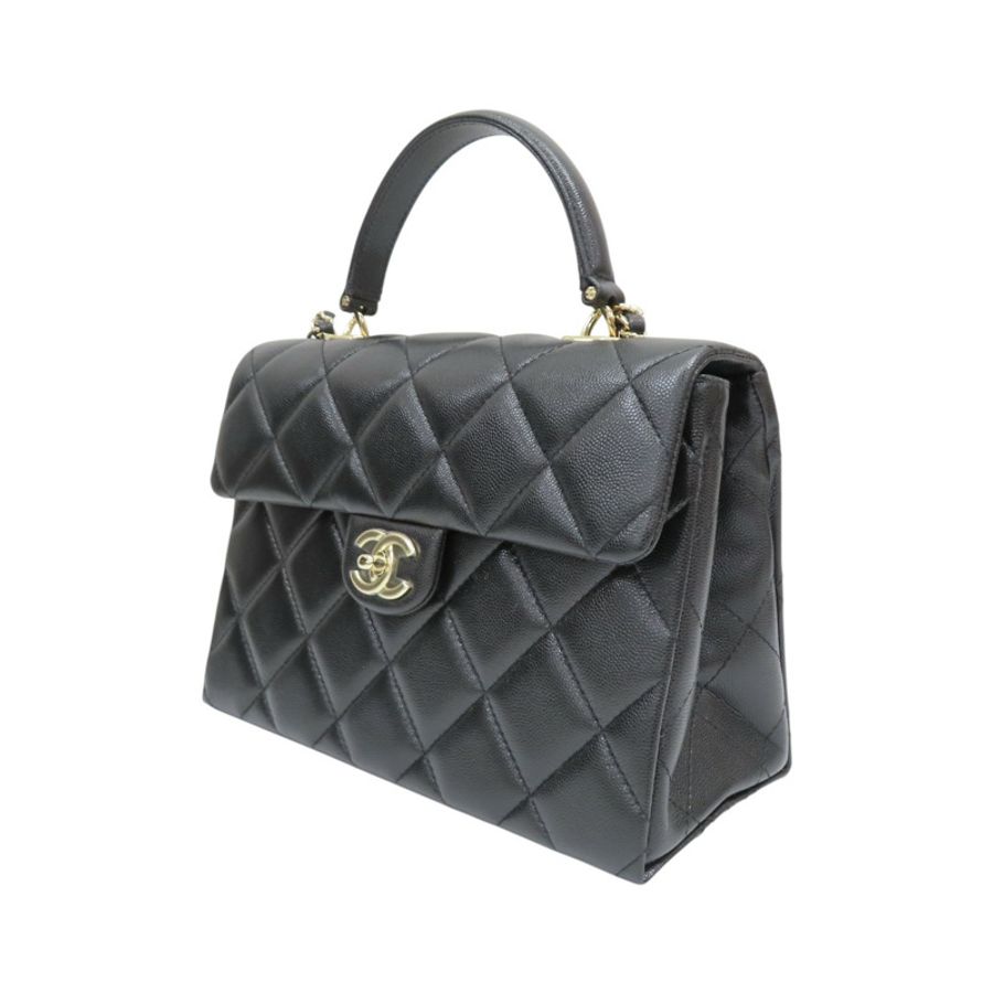黑色 荔枝紋牛皮 鏈帶 兩用包 金扣【CHANEL 香奈兒】 AS4712-2