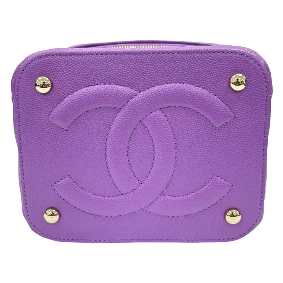 紫色 牛皮 菱格紋 Coco Mark 化妝箱 Matelasse 【CHANEL 香奈兒】 AS3171-3