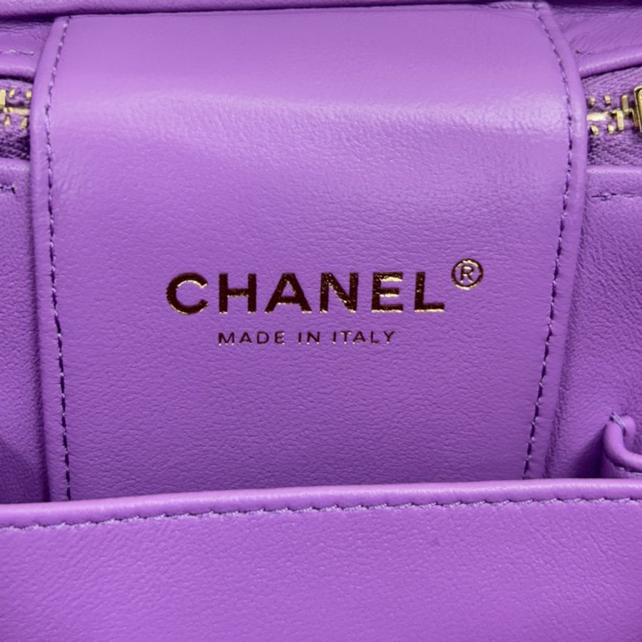 紫色 牛皮 菱格紋 Coco Mark 化妝箱 Matelasse 【CHANEL 香奈兒】 AS3171-5