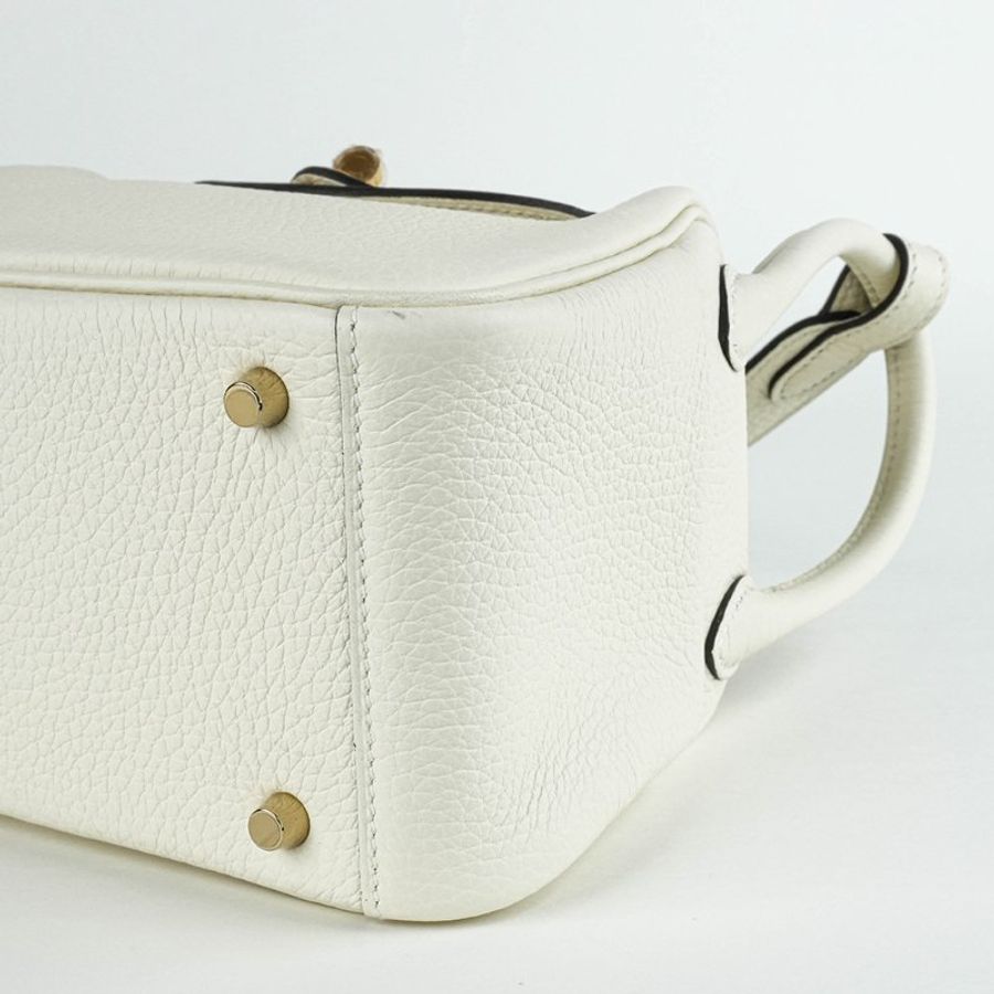 HERMÈS 愛馬仕 Mini Lindy 20 Craie 奶油白金釦 Clemence 牛皮|迷你琳迪包 手提包 肩背包 斜背包|G刻2026年 專櫃購證 黃金配置|KÉSH 凱仕精品-9
