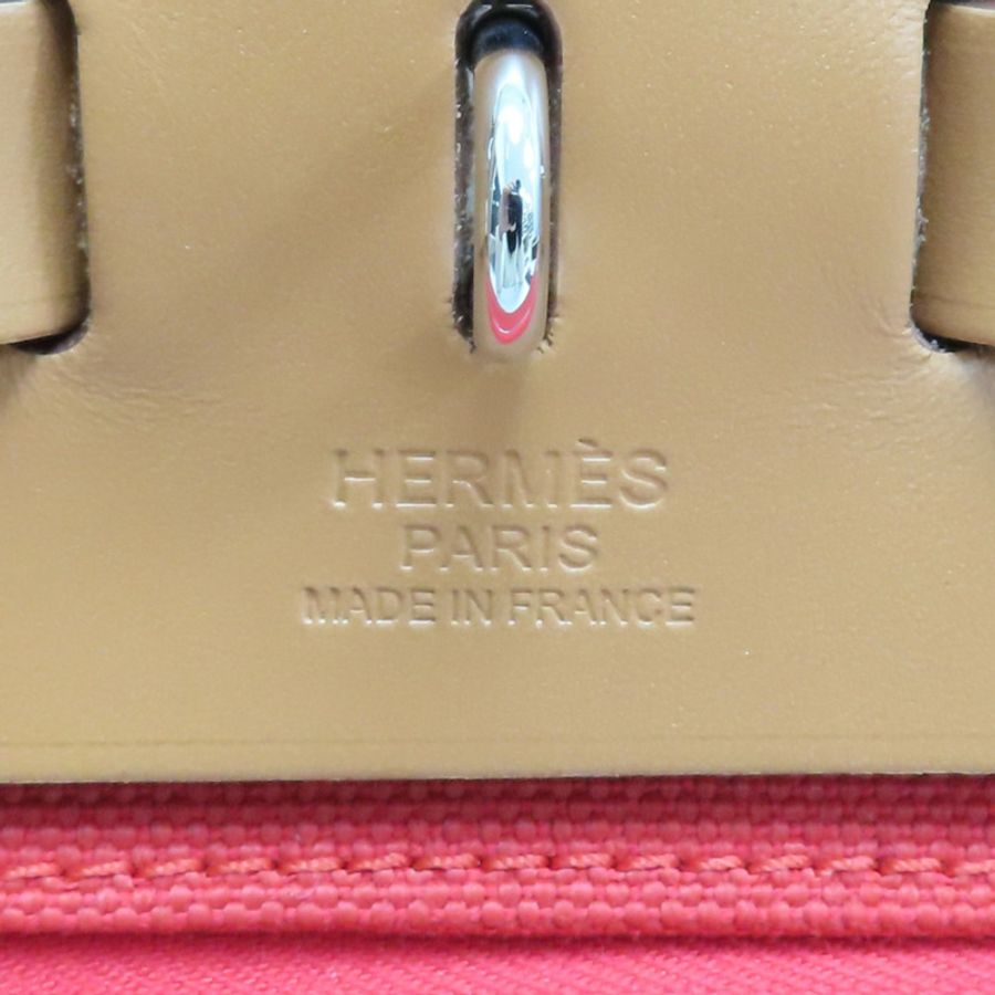 A5寶石紅色 帆布 棕色牛皮 Herbag 31 兩用包 A刻 銀扣【HERMES 愛馬仕】 H079091CKAA-8