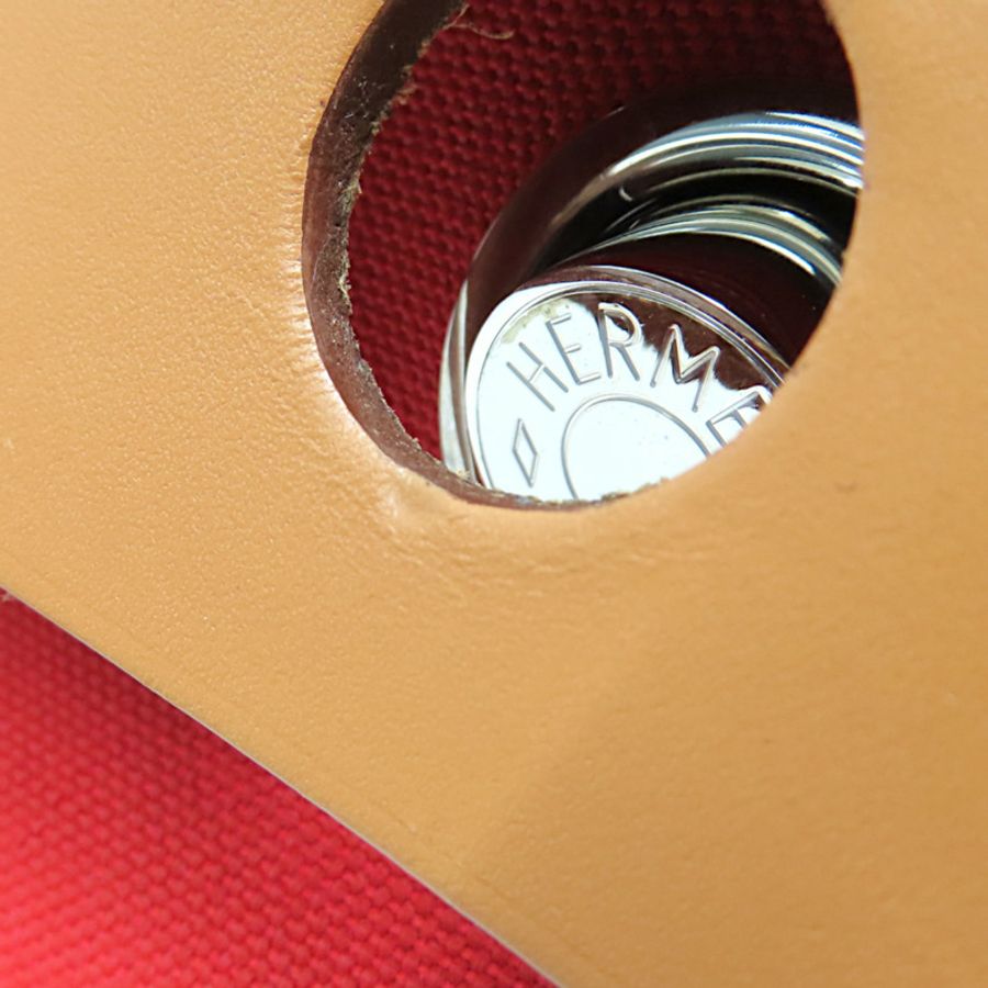 A5寶石紅色 帆布 棕色牛皮 Herbag 31 兩用包 A刻 銀扣【HERMES 愛馬仕】 H079091CKAA-16