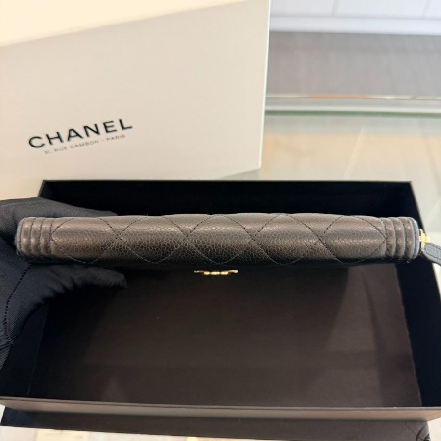 *SHIHNA名牌精品* CHANEL Boy 黑荔枝金釦長夾-3