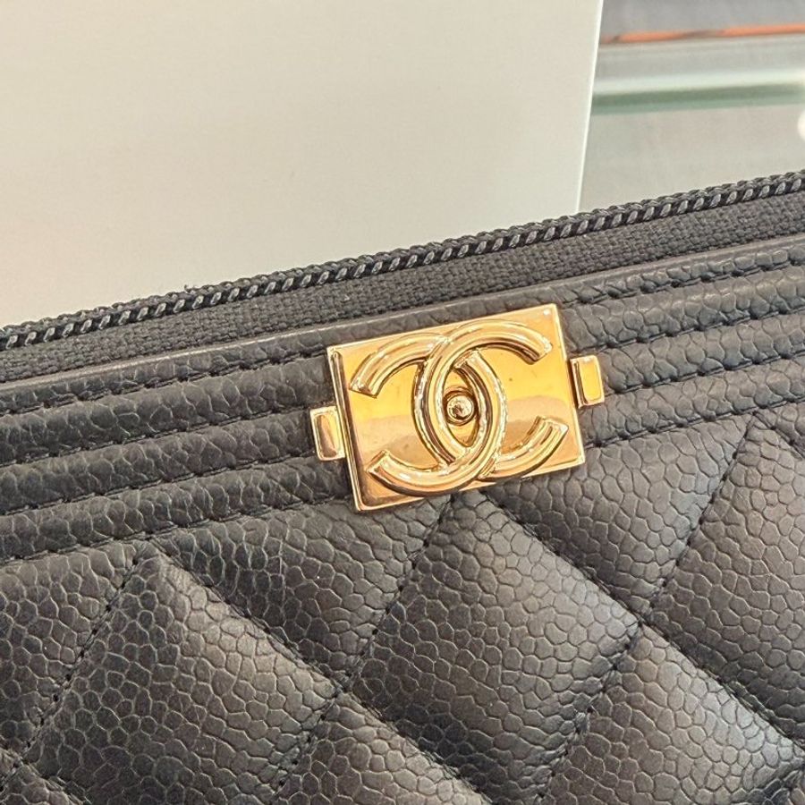 *SHIHNA名牌精品* CHANEL Boy 黑荔枝金釦長夾-7