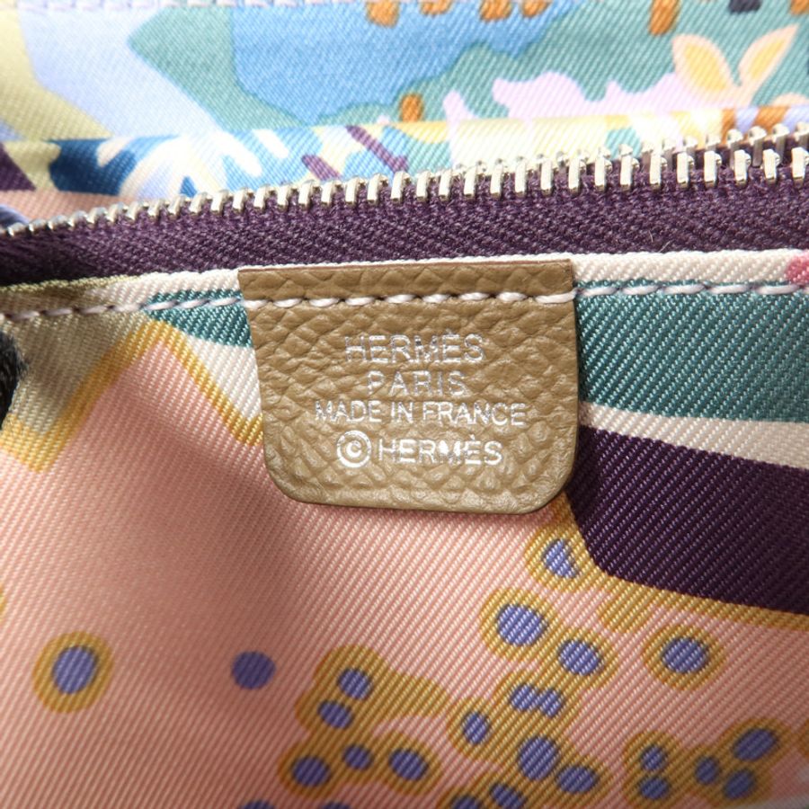HERMES Epsom皮革Silk In Compact Wallet錢包Etoupe-5