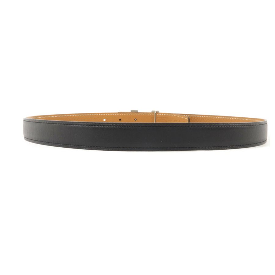 HERMES Epsom皮革/Swift皮革Mini H Belt 80cm皮帶Noir/Gold-1