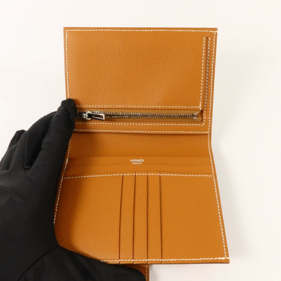 HERMES Epsom皮革Bearn Compact Wallet錢包Gold-4