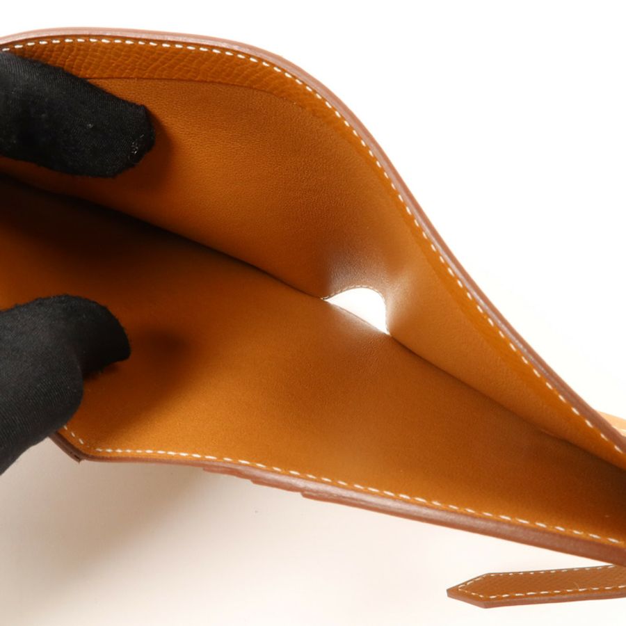 HERMES Epsom皮革Bearn Compact Wallet錢包Gold-5
