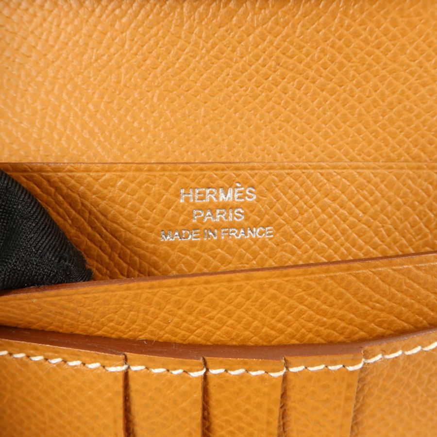 HERMES Epsom皮革Bearn Compact Wallet錢包Gold-6
