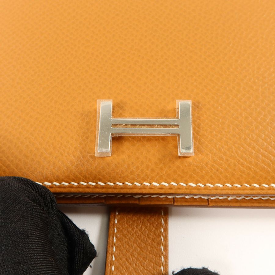 HERMES Epsom皮革Bearn Compact Wallet錢包Gold-9