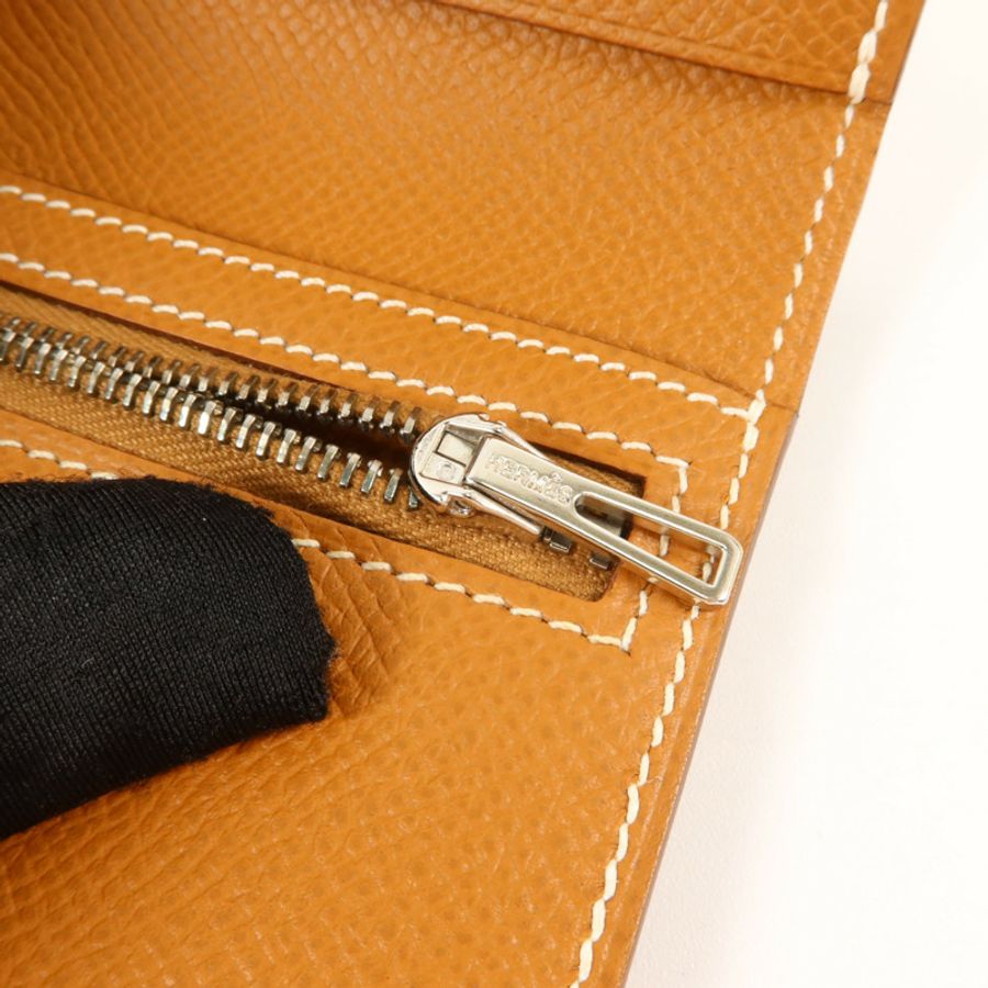 HERMES Epsom皮革Bearn Compact Wallet錢包Gold-10