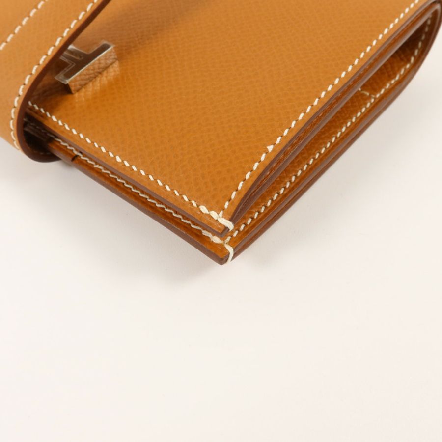 HERMES Epsom皮革Bearn Compact Wallet錢包Gold-11