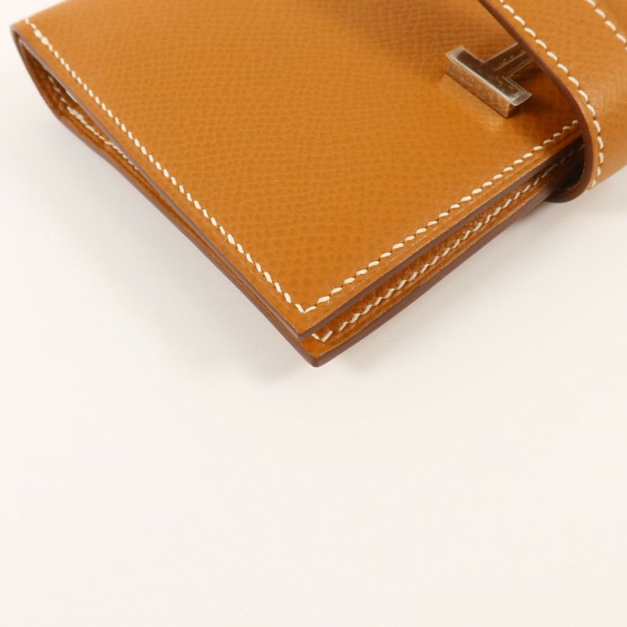 HERMES Epsom皮革Bearn Compact Wallet錢包Gold-12