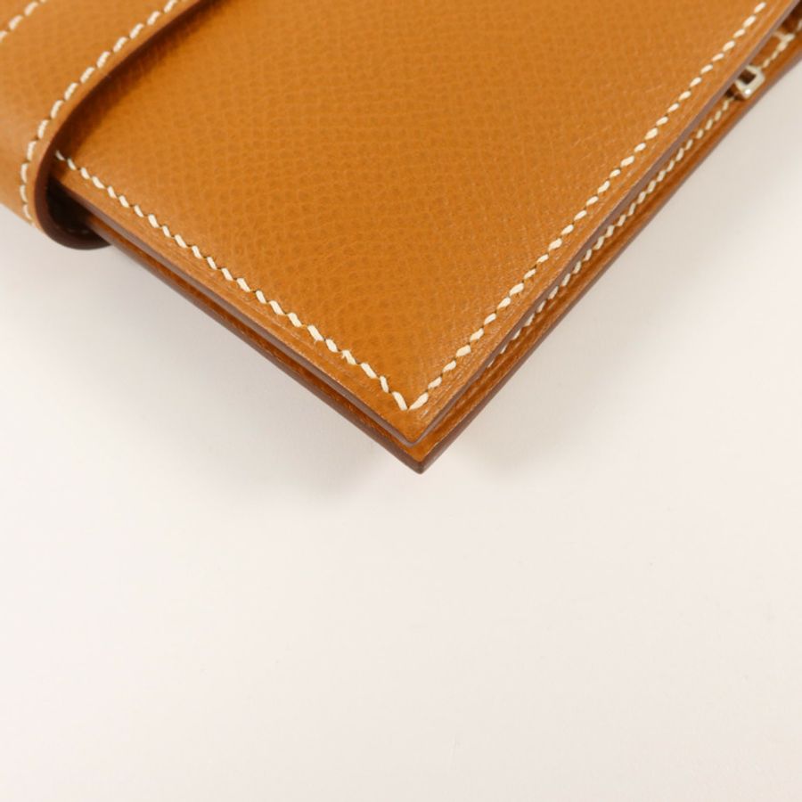 HERMES Epsom皮革Bearn Compact Wallet錢包Gold-13
