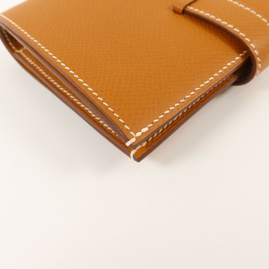 HERMES Epsom皮革Bearn Compact Wallet錢包Gold-14