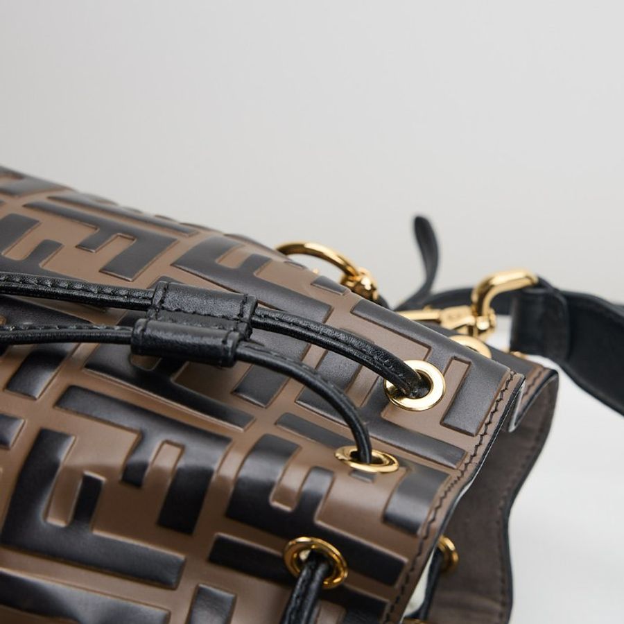 Fendi mini 水桶包 老花棕色-2