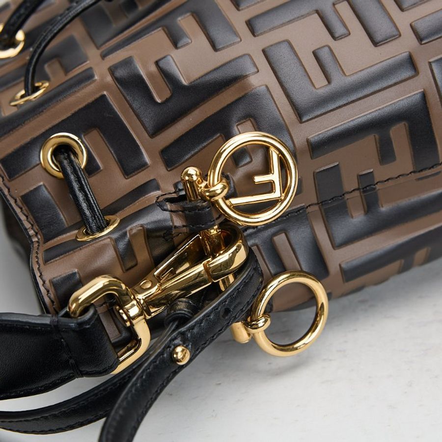 Fendi mini 水桶包 老花棕色-9
