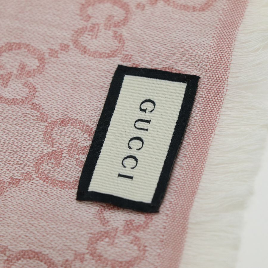 Gucci 煙粉色 羊毛 GG 圍巾 140cm 大圍巾-6