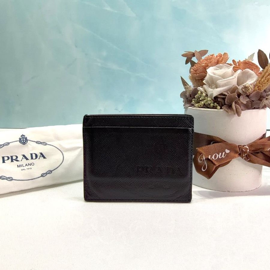 PRADA Saffiano防刮牛皮卡片夾-0
