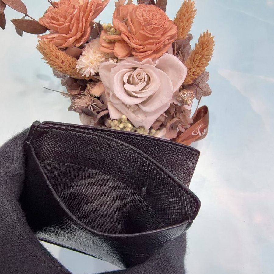 PRADA Saffiano防刮牛皮卡片夾-5