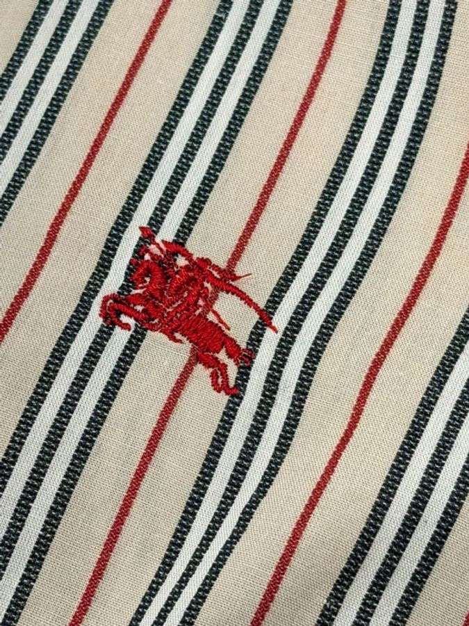 BURBERRY 倫敦 荷葉滾邊立領條紋戰馬襯衫-1