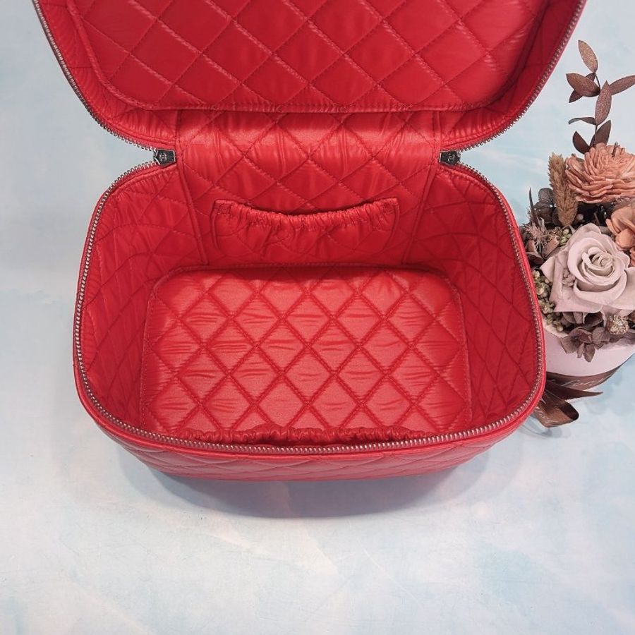 CHANEL 紅色羊皮化妝包-4
