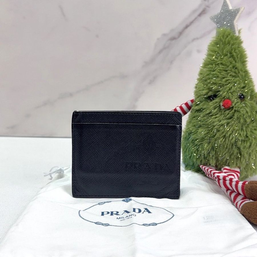 PRADA Saffiano牛皮壓印卡片夾-0