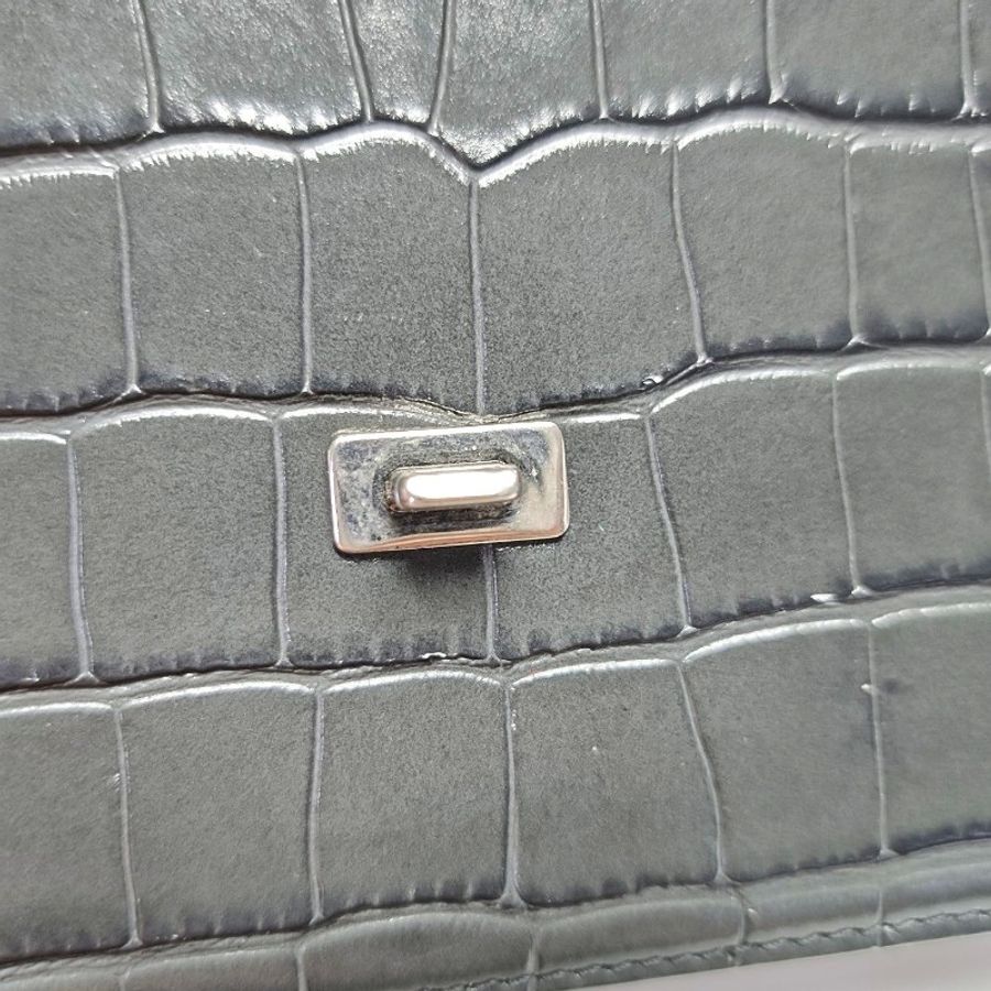 BALENCIAGA B.深灰色牛皮壓紋單肩包斜挎包-6