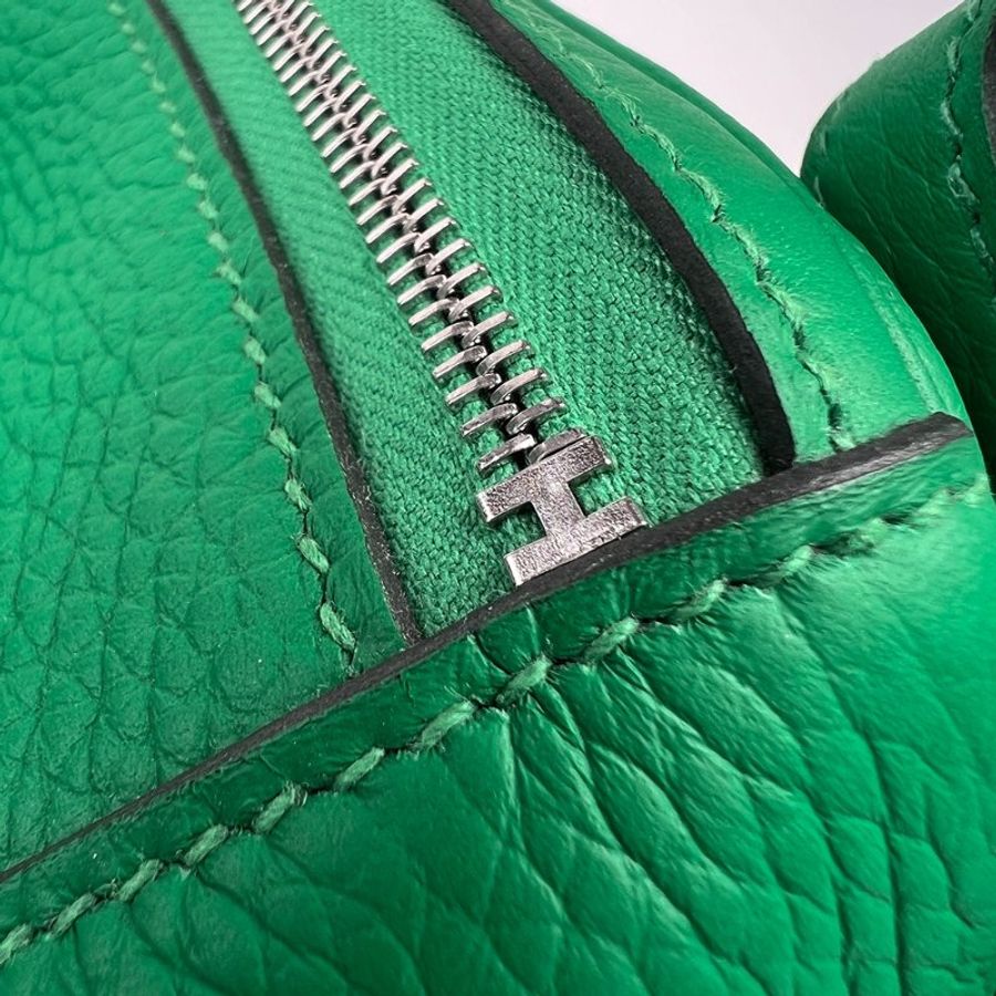 🖤 鑒定師的收藏 🖤 愛馬仕 琳迪 26 竹子綠 銀扣 K刻 手提/肩背兩用包 Hermès Lindy 26 Bambou Green Togo PHW K Stamp-24