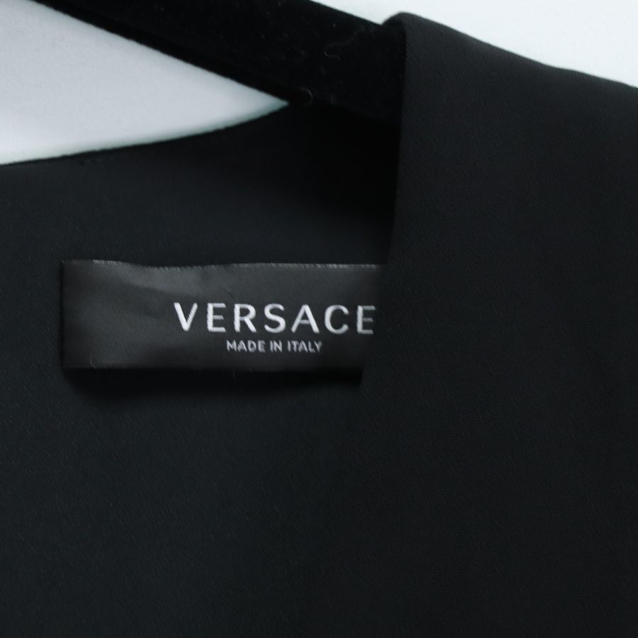Versace 絲質 黑色 背心 連衣裙 洋裝 IT38-3