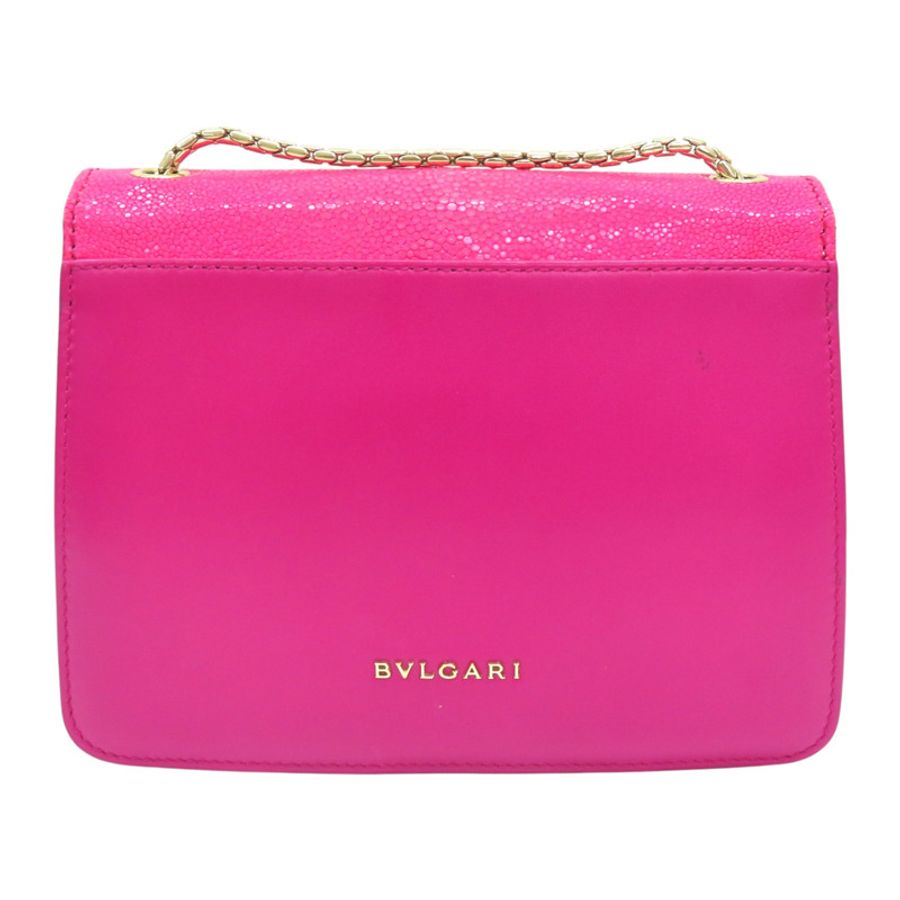 粉紅色 牛皮 Galuchat Serpenti Forever 鍊帶 肩背包【BVLGARI 寶格麗】-1