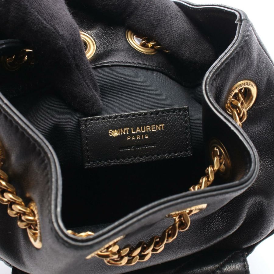 SAINT LAURENT PARIS Joe 迷你水桶單肩包,黑色皮革,二手女款-3