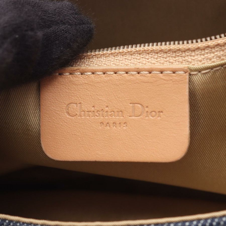 Christian Dior Maris Pearl 單肩包,牛仔皮革,海軍藍/米色,二手女款-3