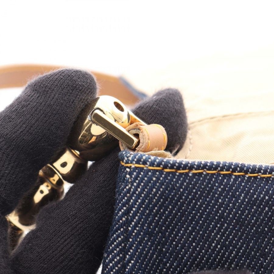 Christian Dior Maris Pearl 單肩包,牛仔皮革,海軍藍/米色,二手女款-7