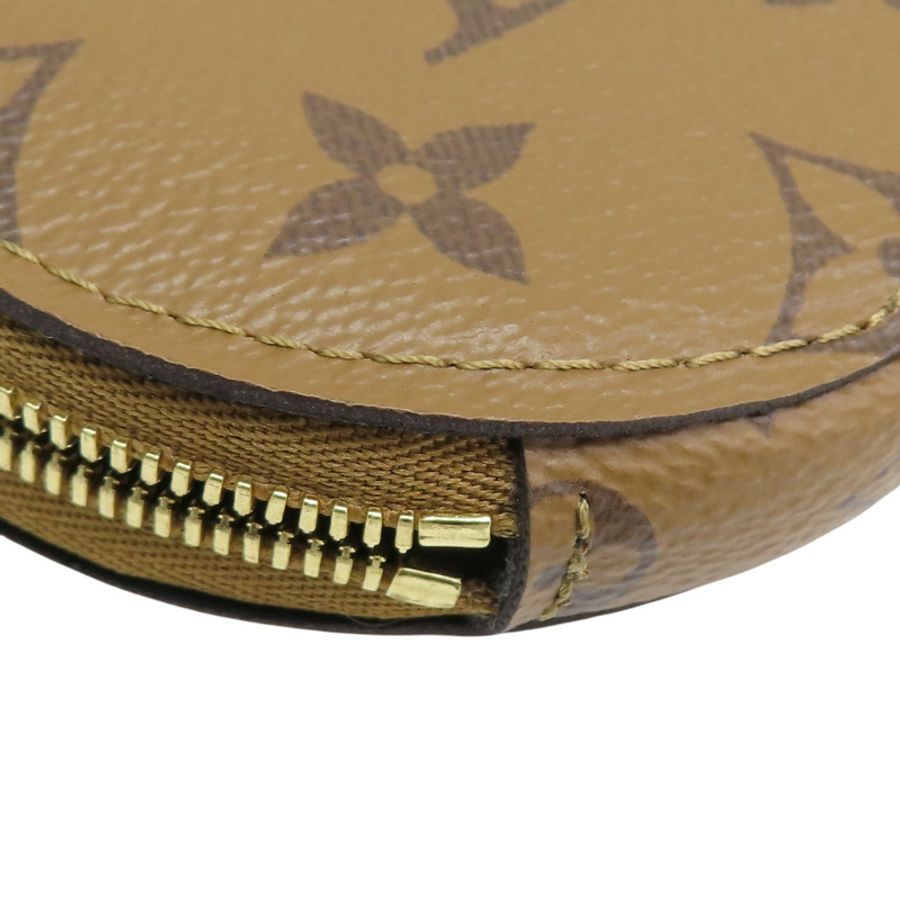 棕色 原花帆布 拉鍊 圓形零錢包 J02522【LOUIS VUITTON LV 路易威登】 J02522-6